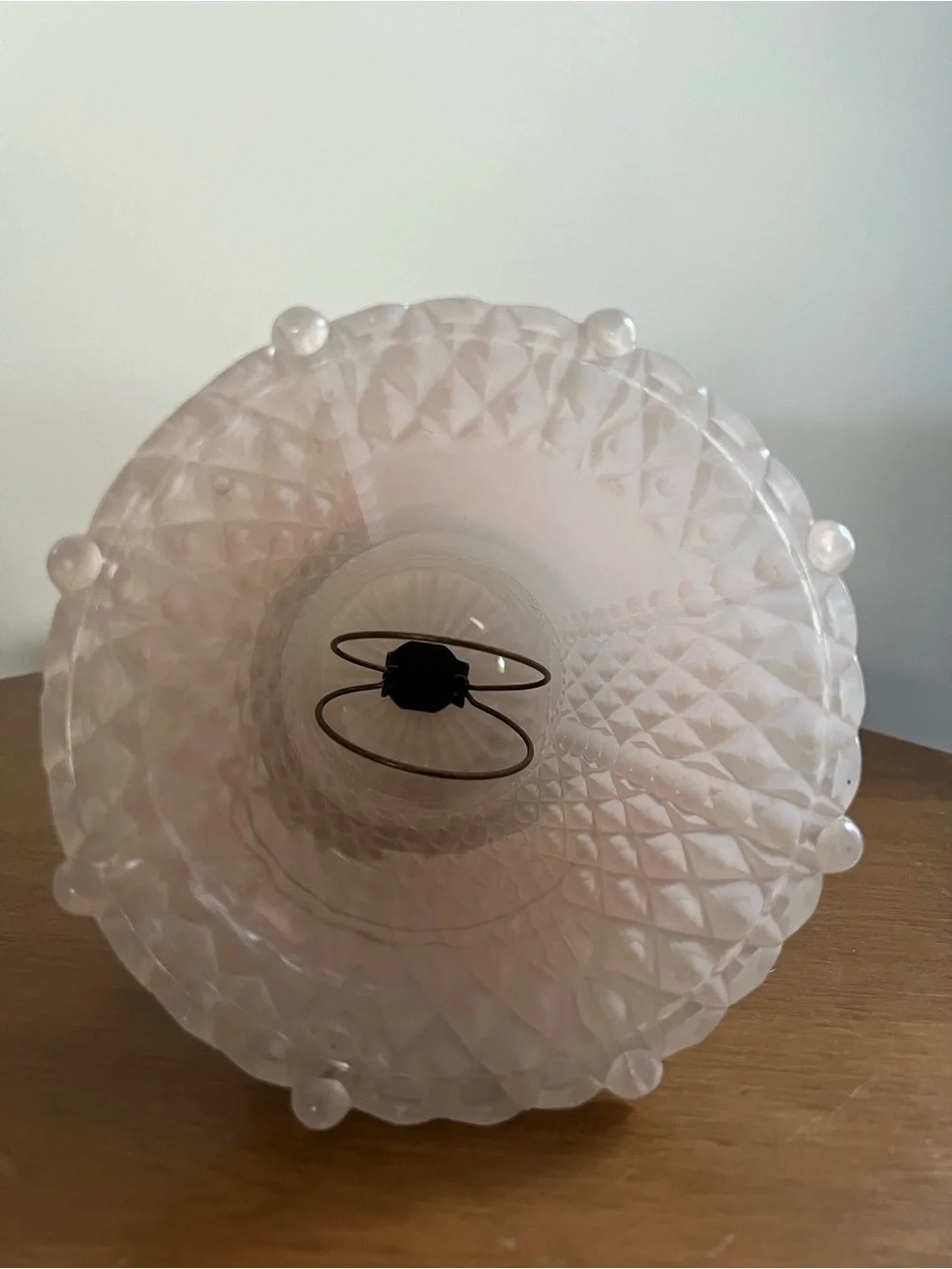 VTG- PAIR of 1930’s Pink Satin Hobnail Depression Glass Boudoir Lamp-See Pics !